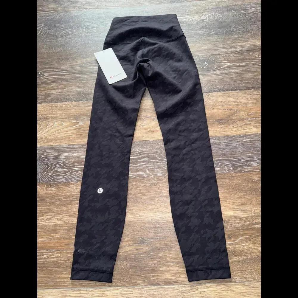 Lululemon Wunder Train High Rise 25” Houndstooth Haze Emboss Black Size 2 NWT